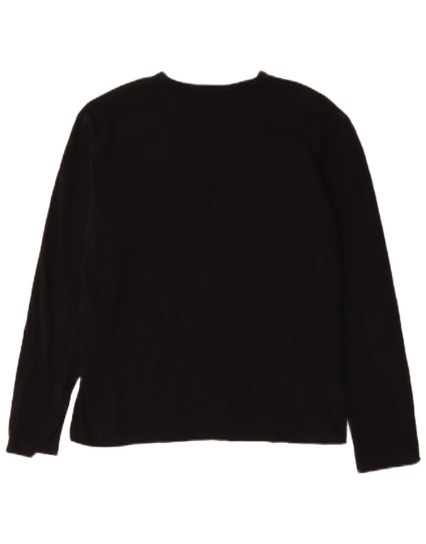 Calvin Klein Jeans Damen Top Langarm UK 14 Medium Schwarz Baumwolle