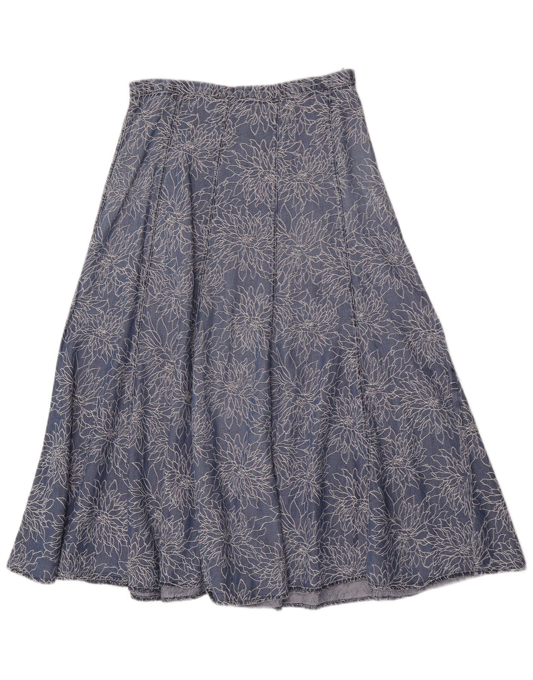 Marks & Spencer Damen Denim-Schlagrock W28 Mittelblaues Blumenmuster