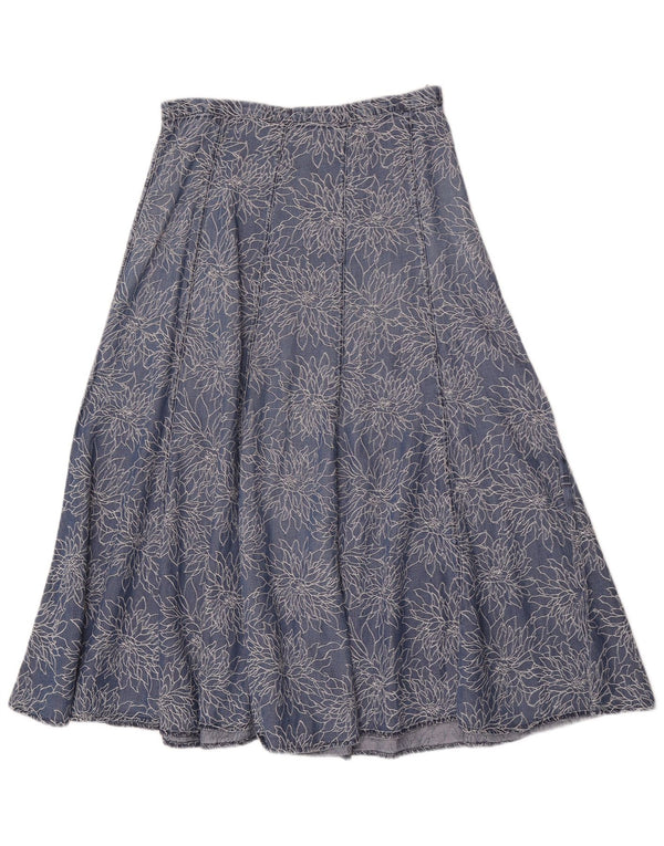 Marks & Spencer Womens Denim Flared Skirt W28 Medium Blue Floral
