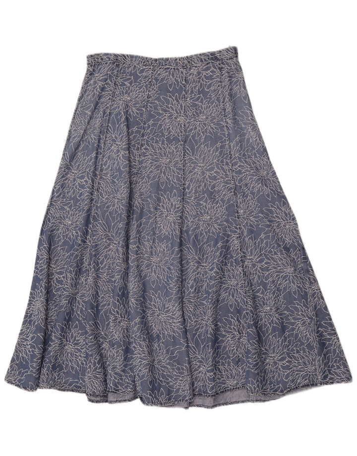 Marks & Spencer Damen Denim-Schlagrock W28 Mittelblaues Blumenmuster