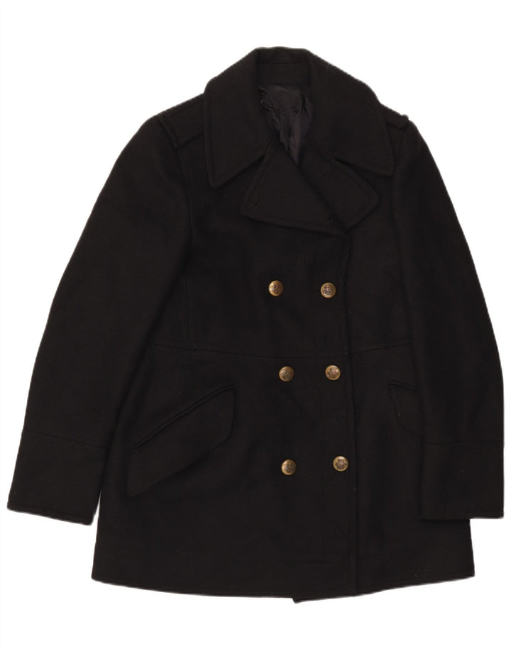 Vintage Damen Pea Coat UK 14 Medium Schwarz