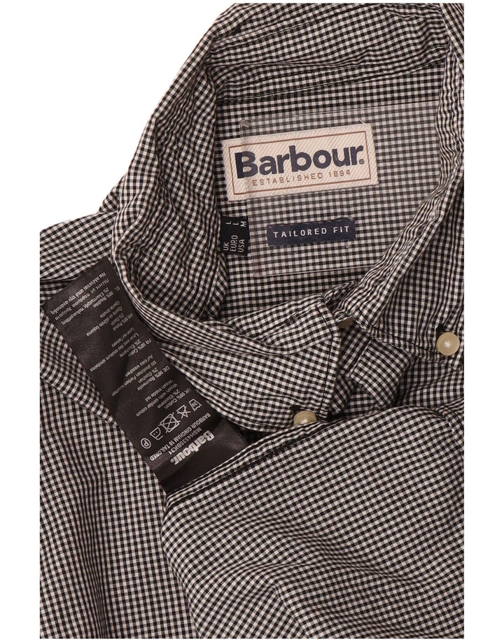 Barbour Herren-Hemd mit maßgeschneiderter Passform, große schwarze Gingham-Baumwolle