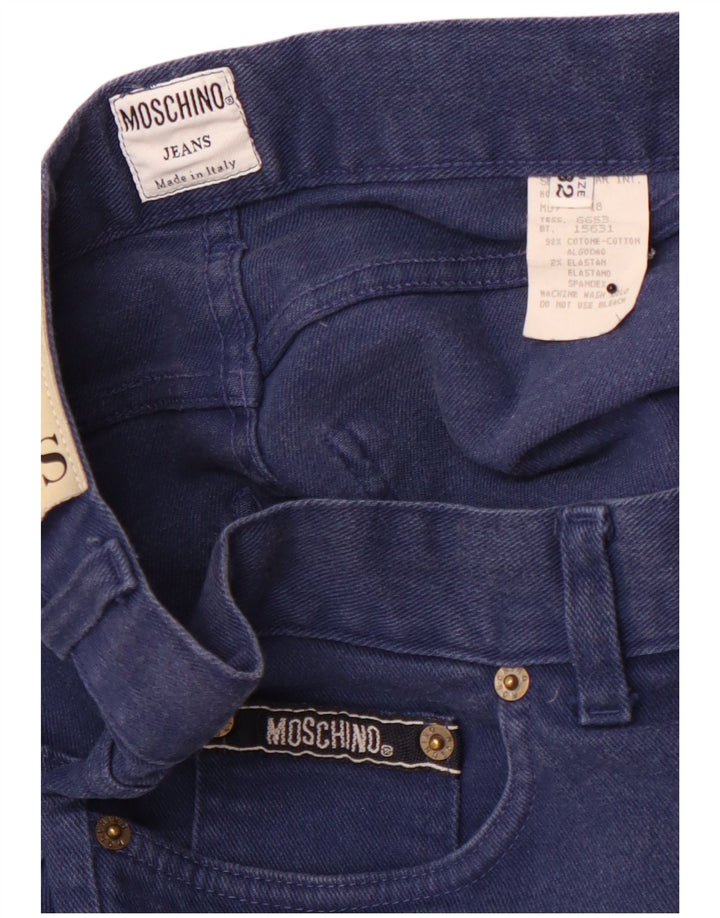 MOSCHINO Damen-Jeans mit hoher Taille, gerade, W32, L32, marineblau, Baumwolle