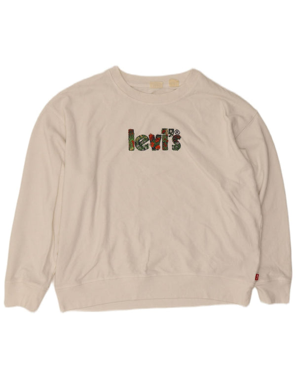 Levi's Damen-Sweatshirt mit Grafik, UK 18, XL, weiße Baumwolle