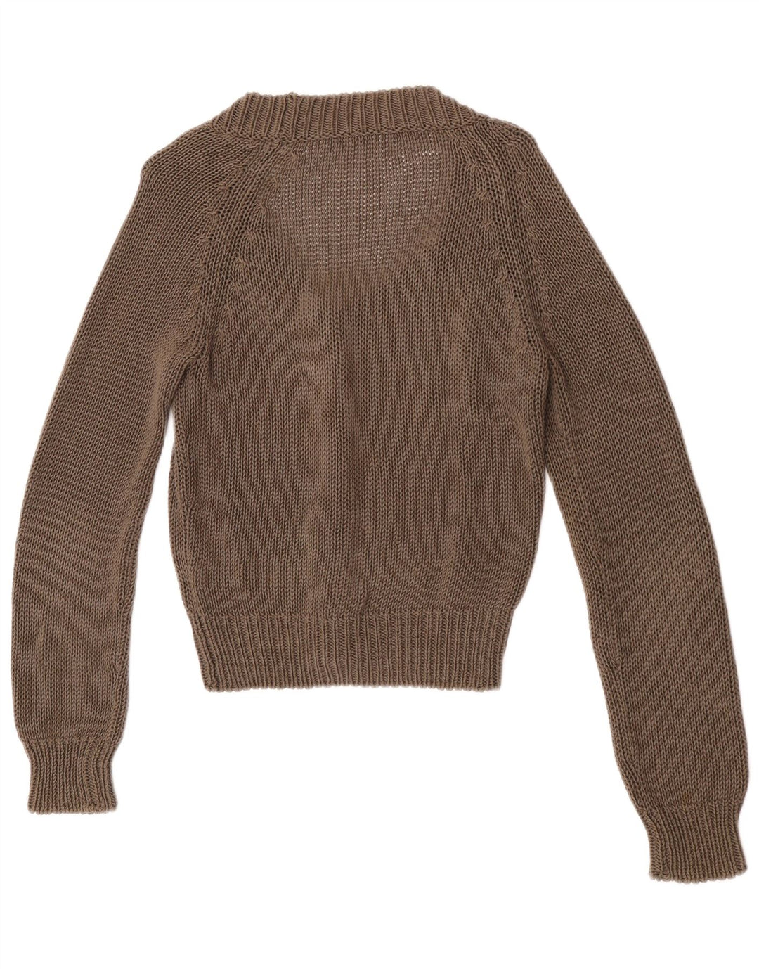 Vintage Damen Cardigan Pullover UK 12 Mittelbraune Baumwolle