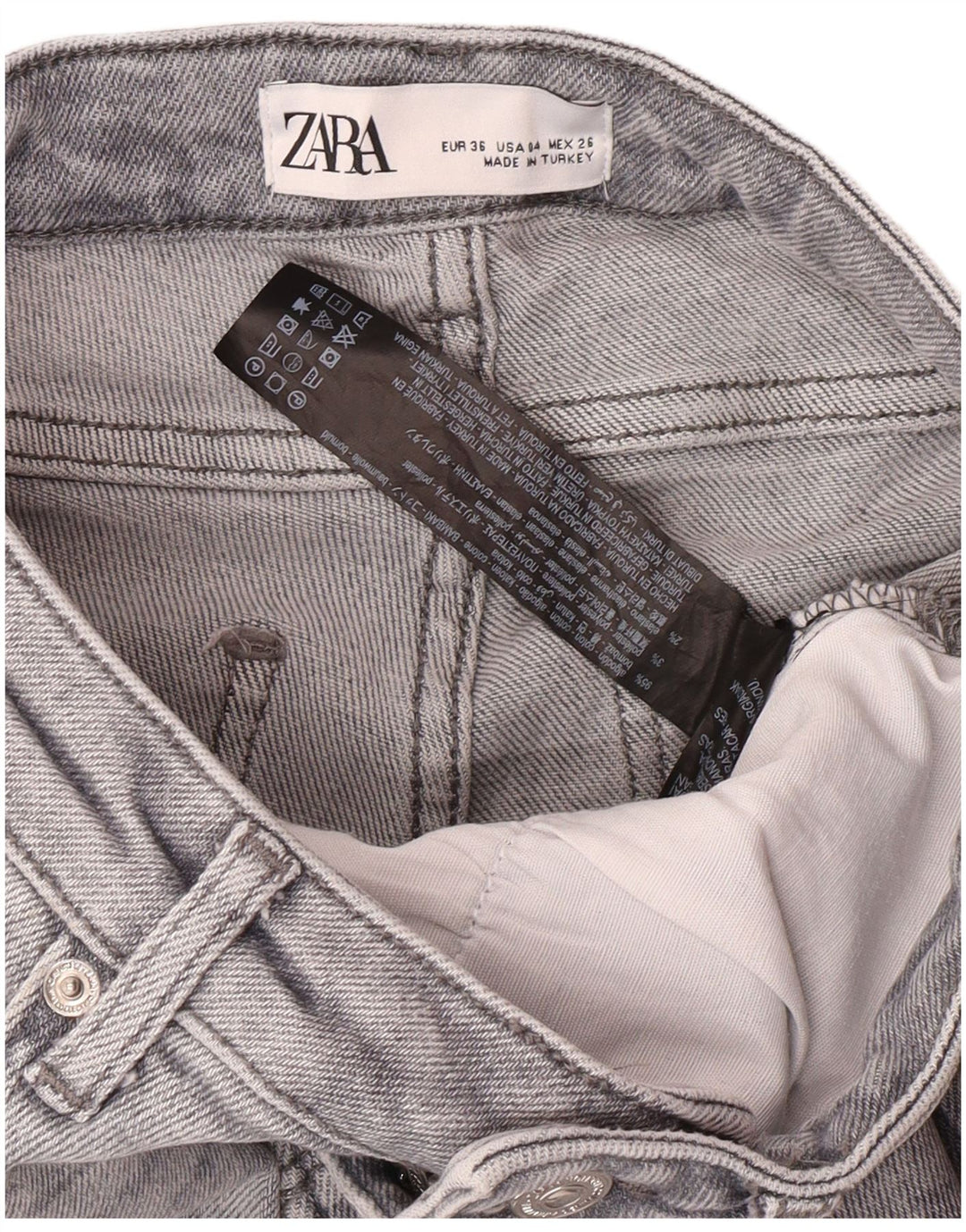 Zara Damen Skinny Jeans EU 36 XS W26 L28 Grau Baumwolle Modern