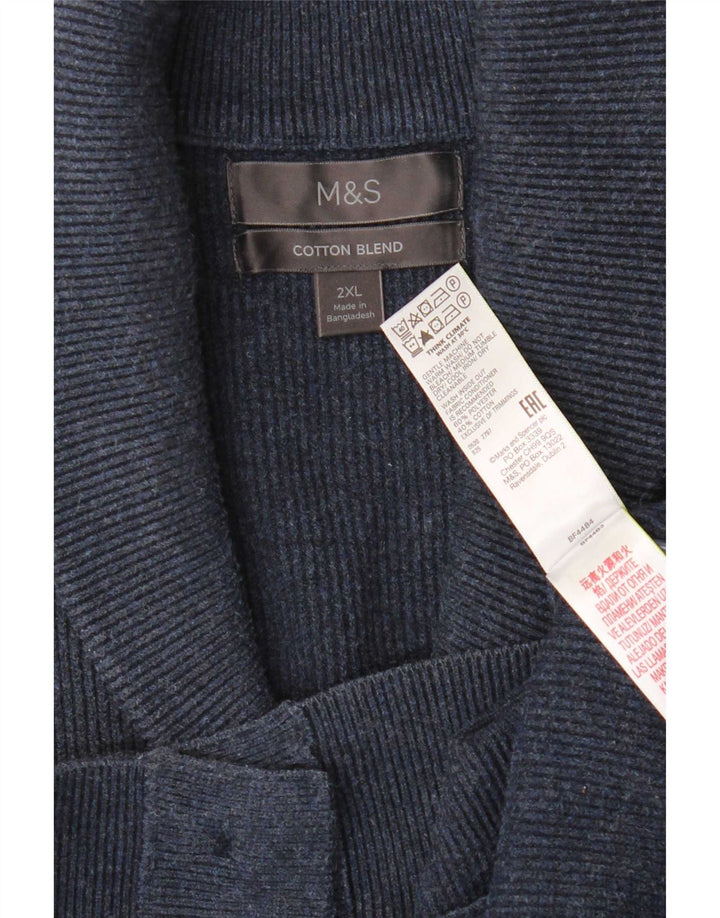 Marks & Spencer Herren Strickjacke 2XL Marineblau Polyester