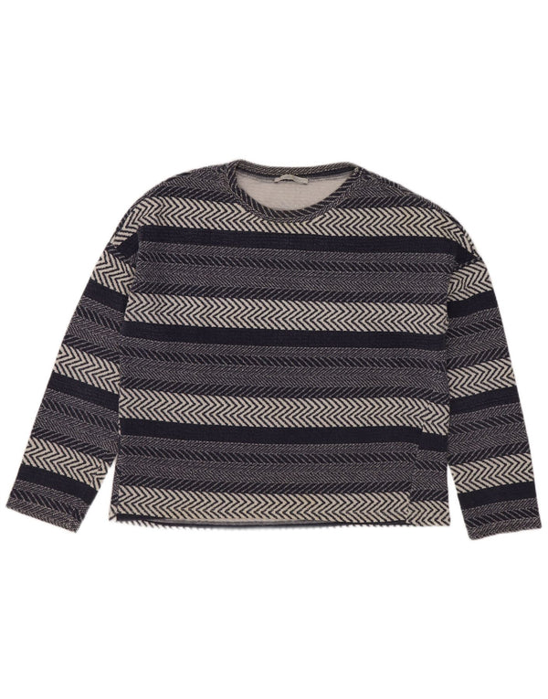 Zara Damen Trafaluc Top Langarm UK 10 Small Marineblau gestreift