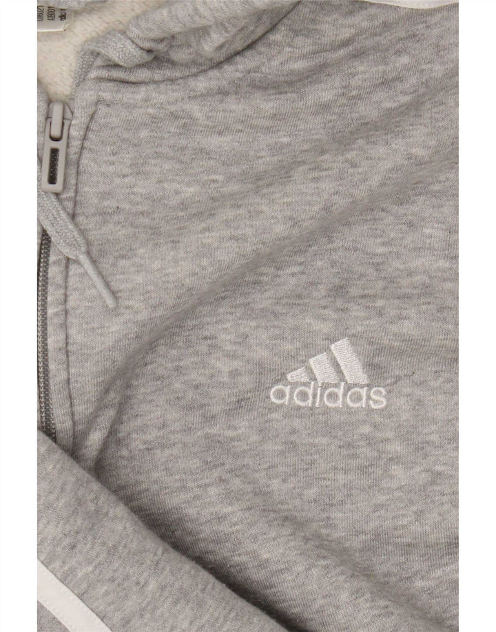 Adidas Herren-Kapuzenpullover mit Reißverschluss, mittelgrau meliert