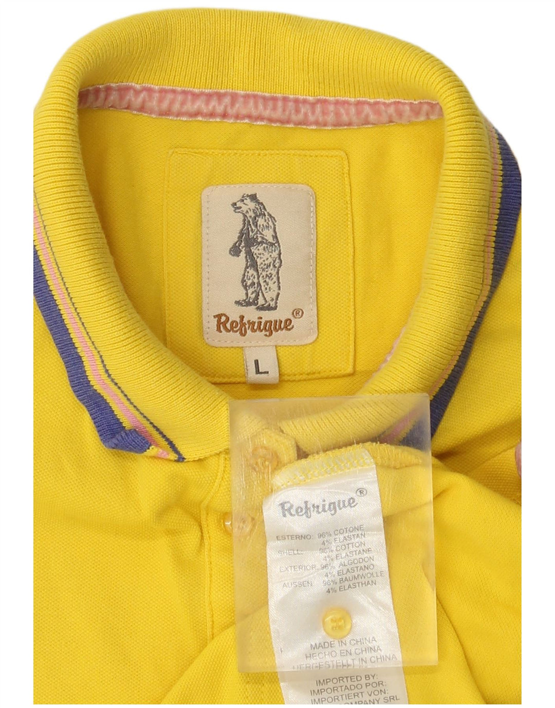 Refrigue Damen Poloshirt UK 14 Large Gelb Baumwolle