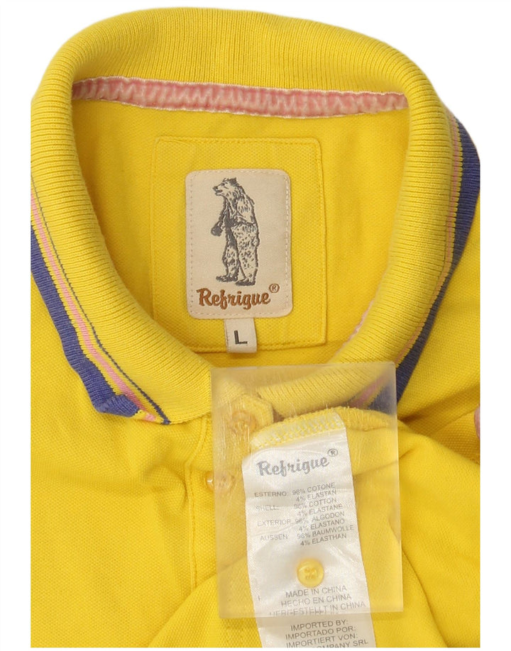 Refrigue Damen Poloshirt UK 14 Large Gelb Baumwolle