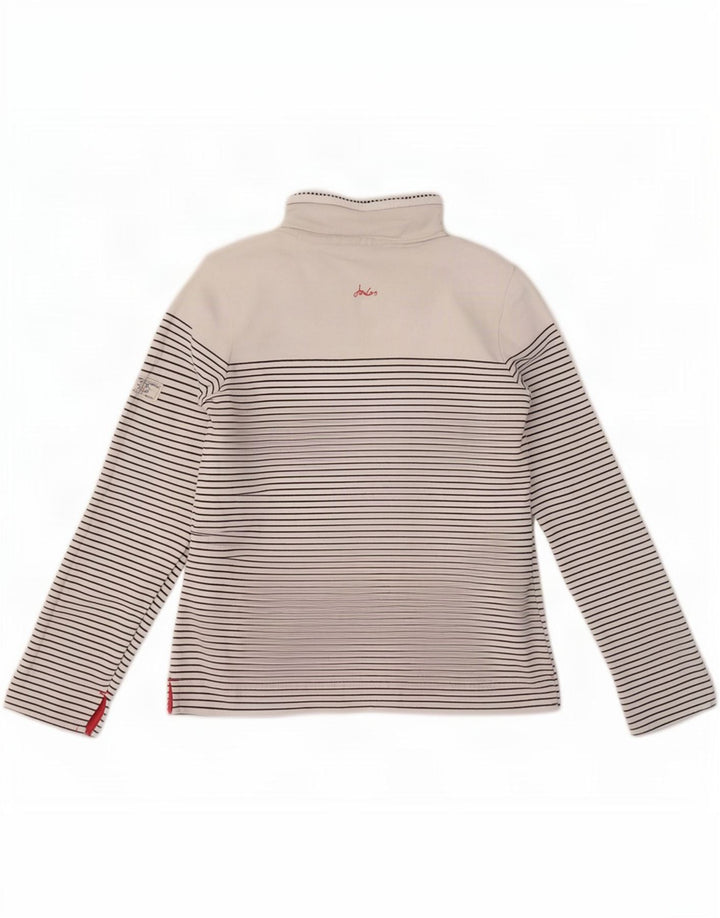Joules Damen-Sweatshirt mit Knopfkragen, Gr. 8, Größe S, weiß, gestreift, Baumwolle