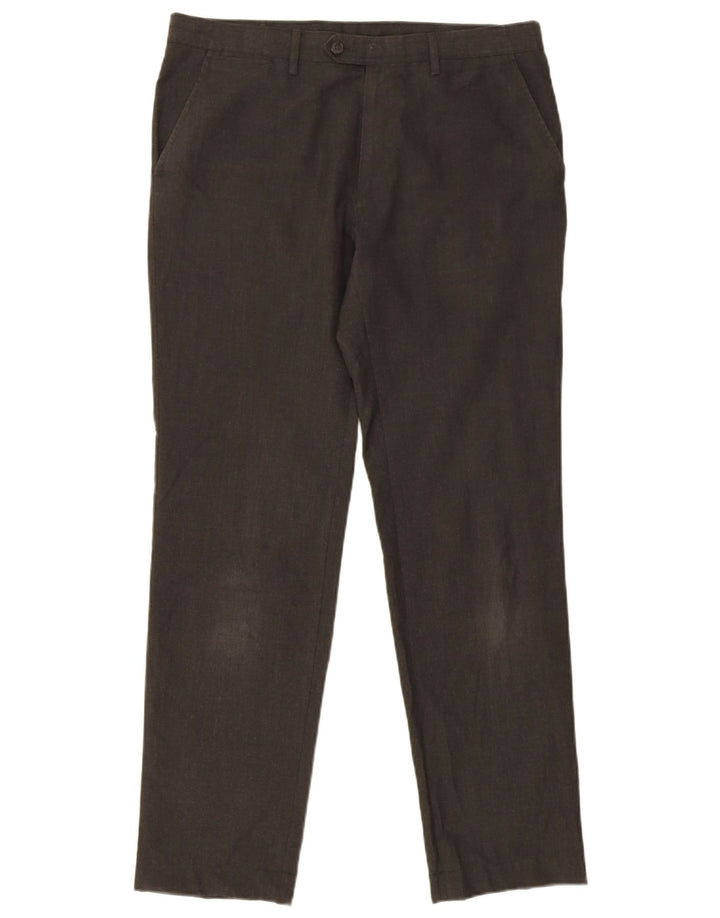Marks & Spencer Herren Slim Fit Chinohose W34 L31 Grauer Hahnentritt