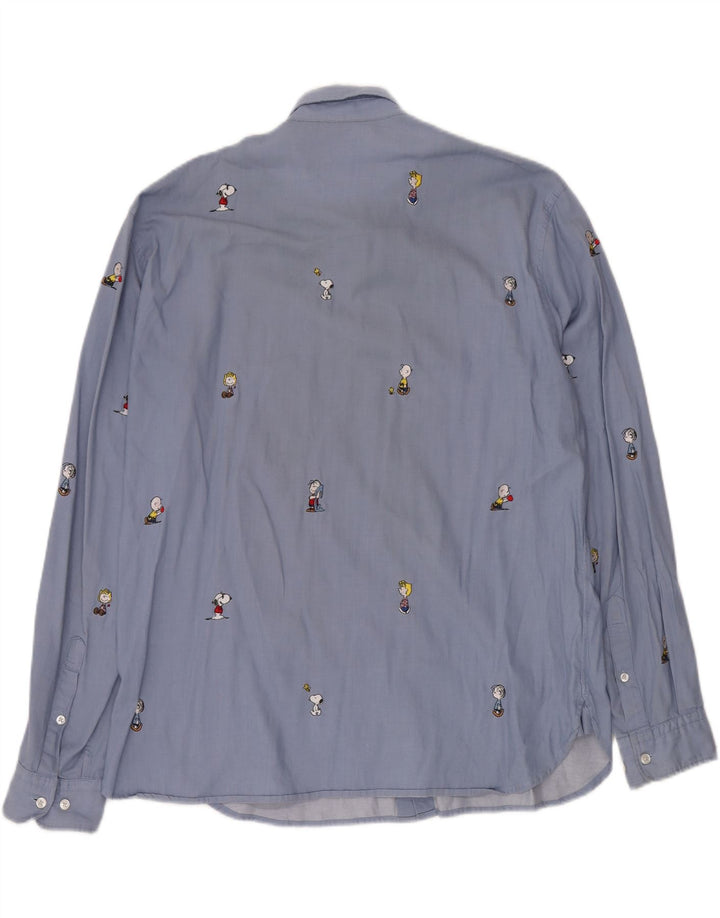 HUGO BOSS Herren Peanuts Hemd XL Blau Baumwolle