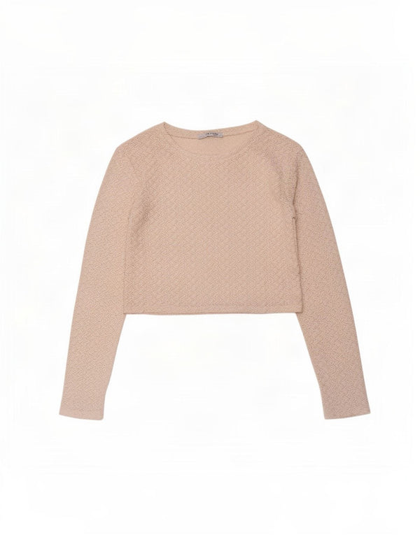Zara Damen Trafaluc Crop See Through Top UK 8 Small White Chevron