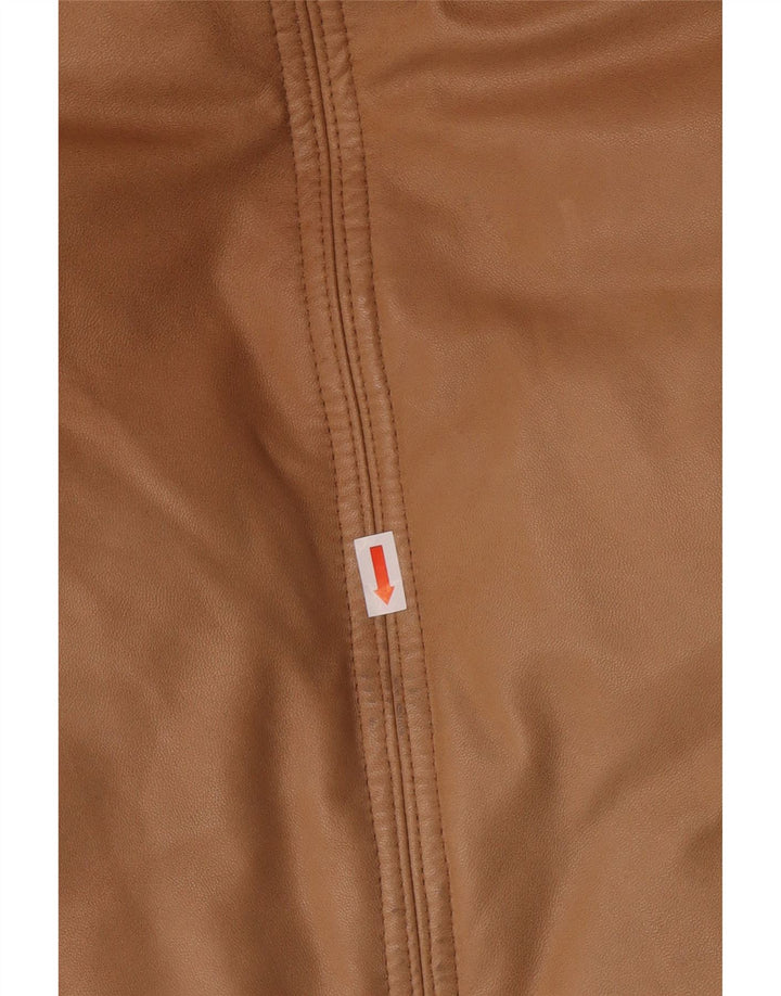 PEUTEREY Gepolsterte Damen-Lederjacke mit Kapuze, UK 10, kleines braunes Leder