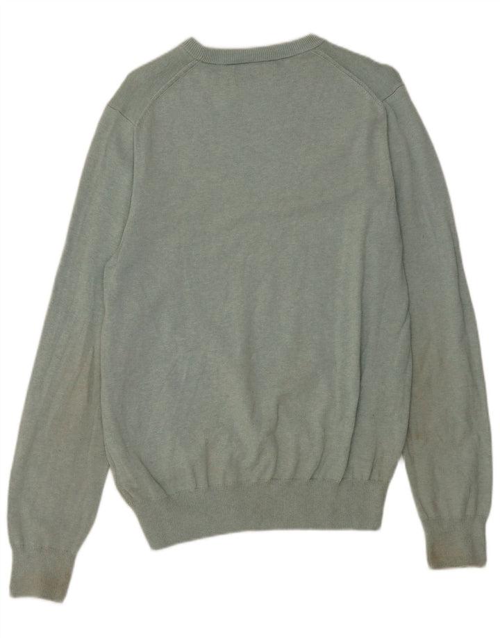 Marks & Spencer Herren-Pullover mit U-Boot-Ausschnitt, mittelgrüne Baumwolle