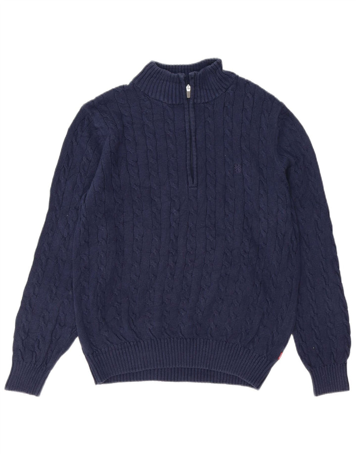 Izod Herren-Pullover mit Reißverschluss am Hals, mittelmarineblaue Baumwolle