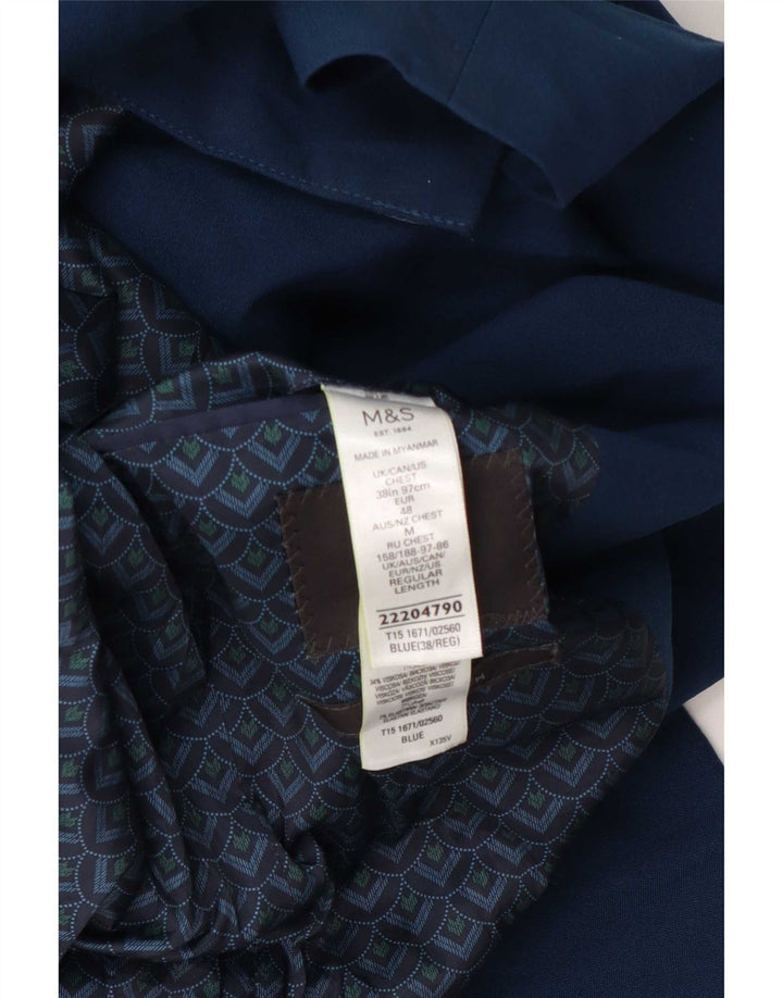 Marks & Spencer Herren-Blazer mit 2 Knöpfen, UK 38, Mittelblau, Polyester