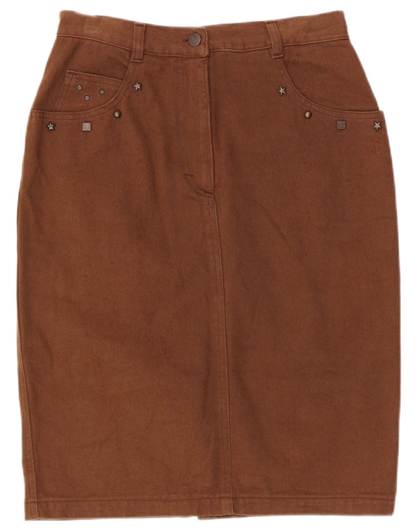 Vintage Damen Denim Bleistiftrock IT 44 Medium W28 Braune Baumwolle