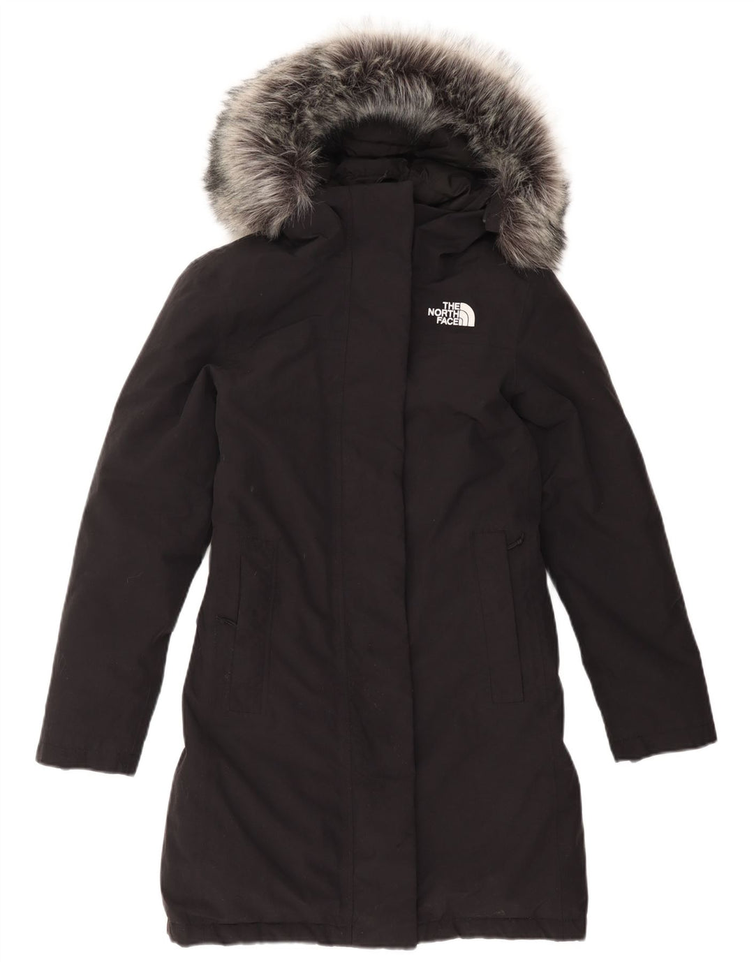 THE NORTH FACE Damen Übergroßer, gepolsterter Mantel mit Kapuze, UK 6 XS, schwarzes Nylon