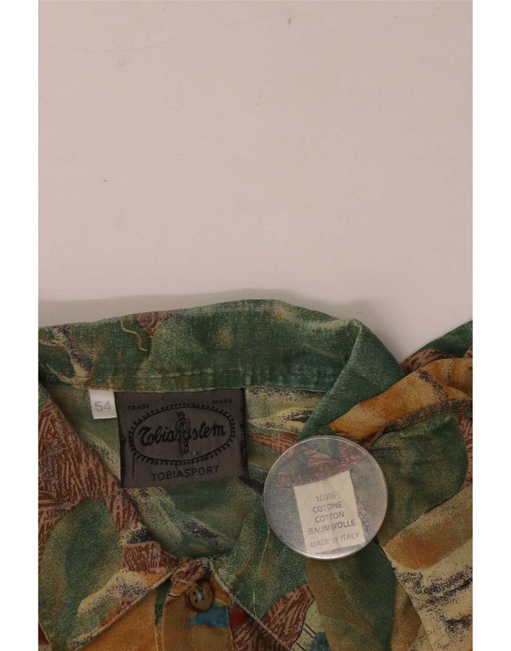 Vintage Herren Kurzarm Pullover Shirt IT 54 XL Mehrfarbig geblümt