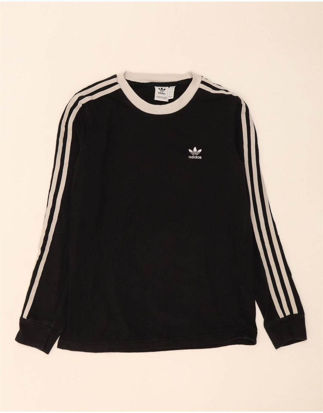 Adidas Damen Top Langarm UK 10 Small Schwarz Baumwolle