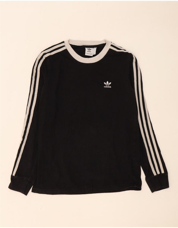 Adidas Damen Top Langarm UK 10 Small Schwarz Baumwolle