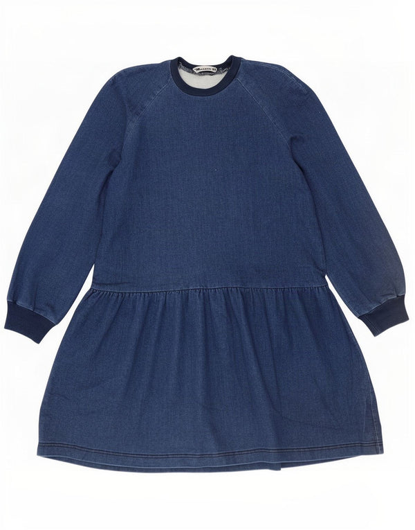 Zara Damen Langarm-Sweatshirt-Pulloverkleid UK 14 Mittelblau