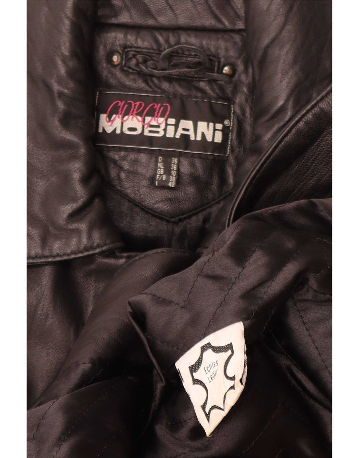 Giorgio Mobiani Damen Übergroße Lederjacke UK 10 Small Schwarz