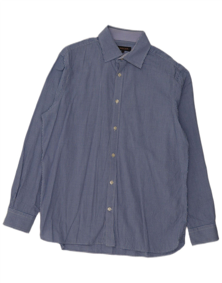 Jaeger Herrenhemd Größe 16 Large Blue Gingham