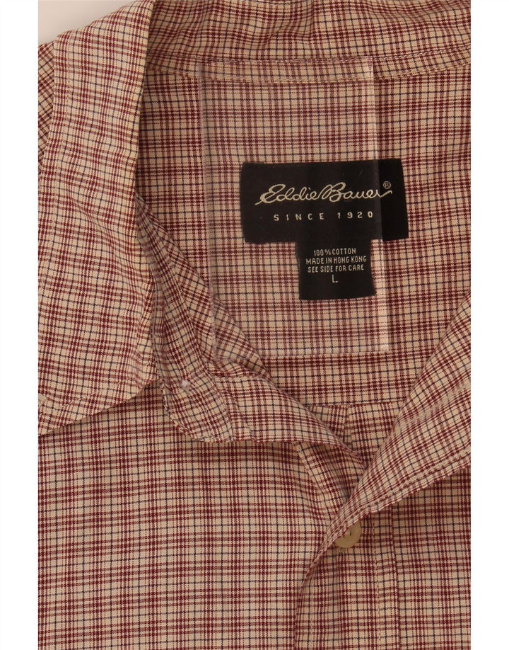 EDDIE BAUER Herren-Kurzarmhemd, groß, braun, kariert, Baumwolle