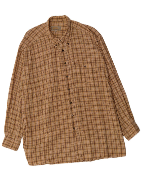 Camel Herren-Flanellhemd 2XL, beige karierte Baumwolle