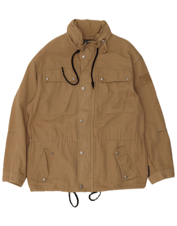 Think Pink Herren-Kapuzen-Utility-Jacke IT 52 XL Beige Baumwolle