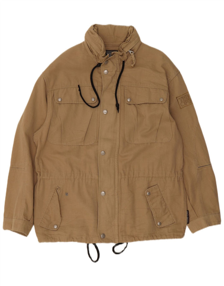Think Pink Herren-Kapuzen-Utility-Jacke IT 52 XL Beige Baumwolle