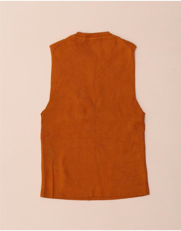 Zara Damen Crop Vest Top UK 8 Small Orange Viskose