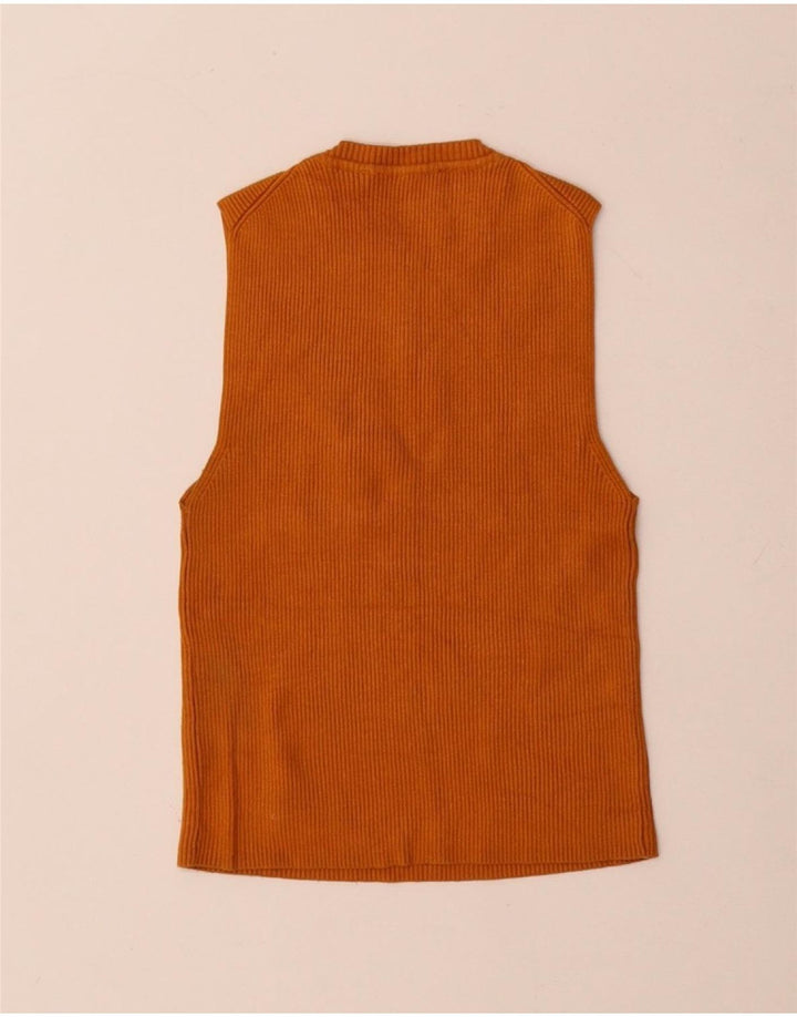 Zara Damen Crop Vest Top UK 8 Small Orange Viskose