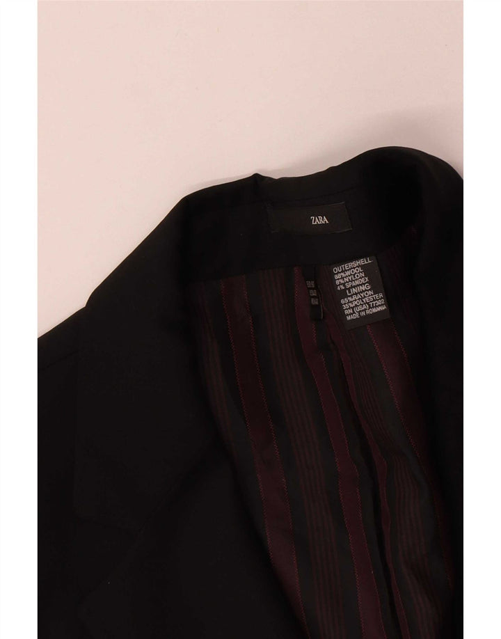 Zara Herren-Blazerjacke mit 2 Knöpfen, EU 50, mittelschwarze Wolle