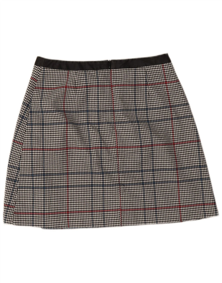 Oasis Damen Minirock UK 10 Small W28 Graues Hahnentritt-Polyester