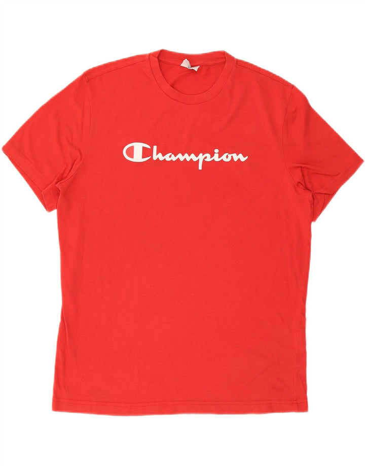 CHAMPION Herren-T-Shirt mit Grafik, Größe L, aus roter Baumwolle