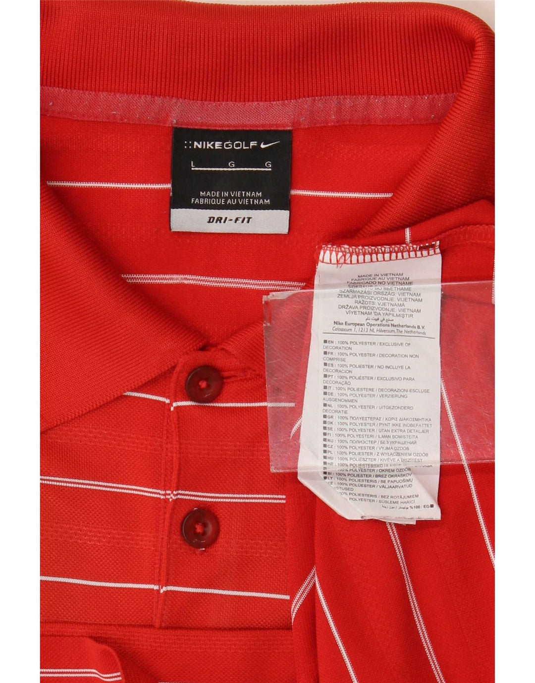 Nike Herren Dri Fit Poloshirt, großes rot gestreiftes Polyester