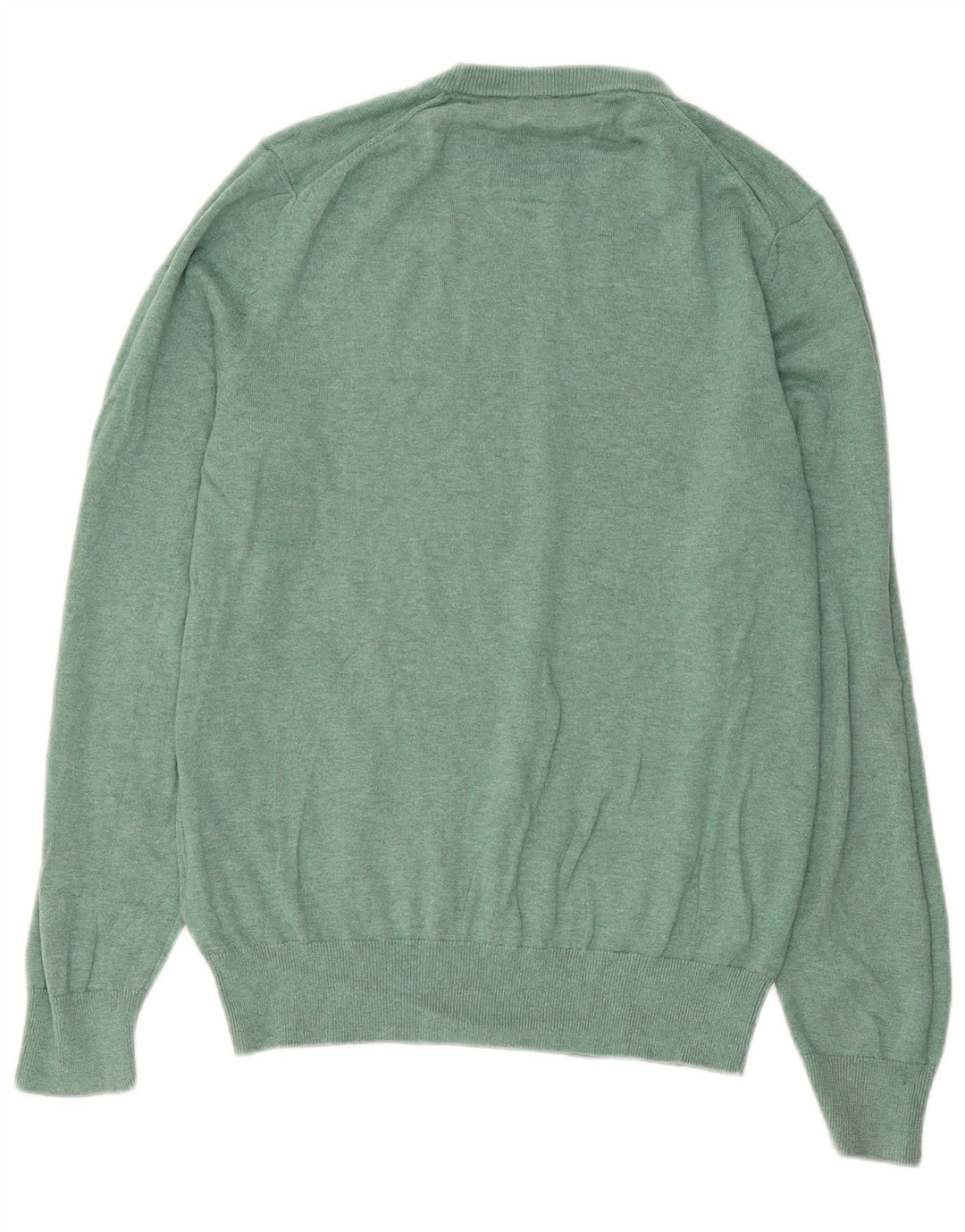Marks & Spencer Herren-Pullover mit Rundhalsausschnitt, mittelgrüne Baumwolle