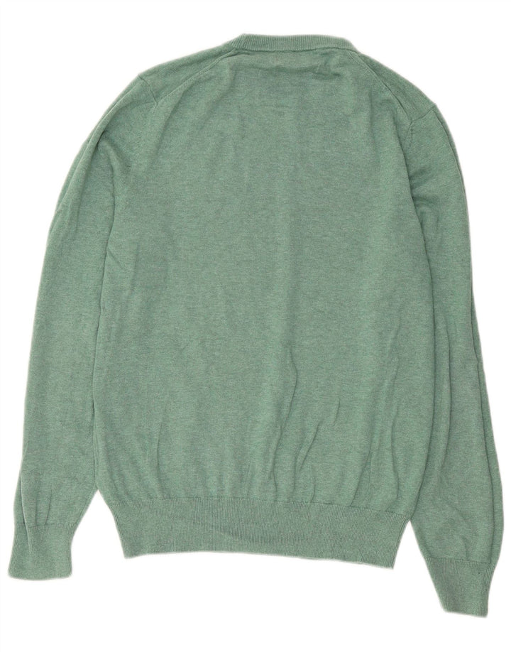 Marks & Spencer Herren-Pullover mit Rundhalsausschnitt, mittelgrüne Baumwolle