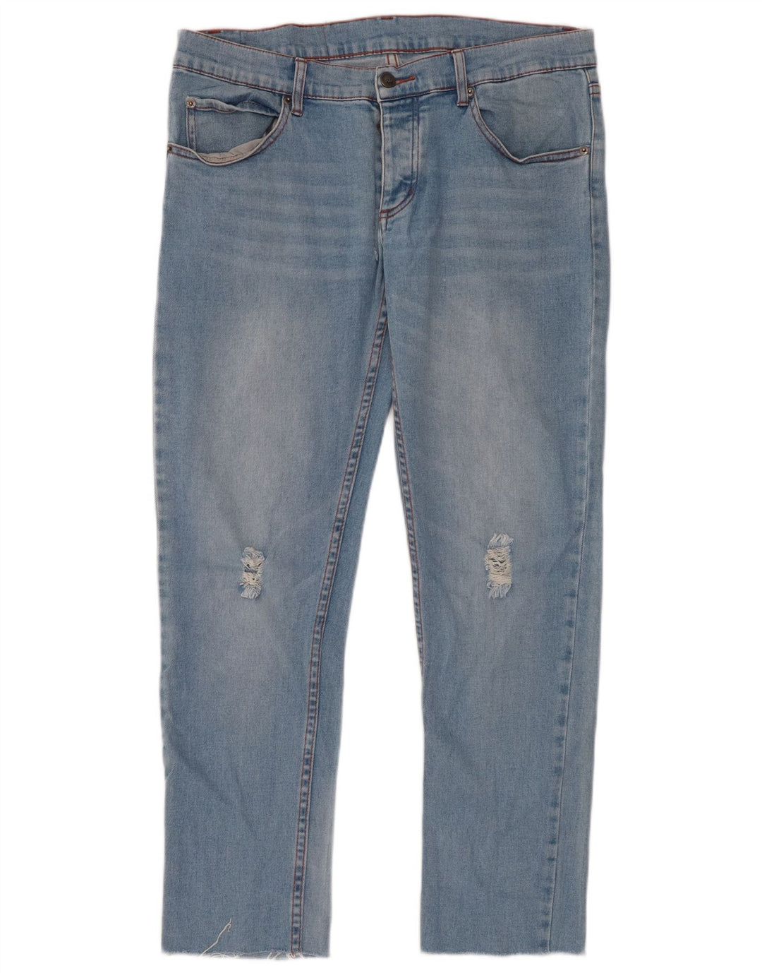 CHEAP MONDAY Herren Distressed Slim Jeans W32 L28 Blaue Baumwolle