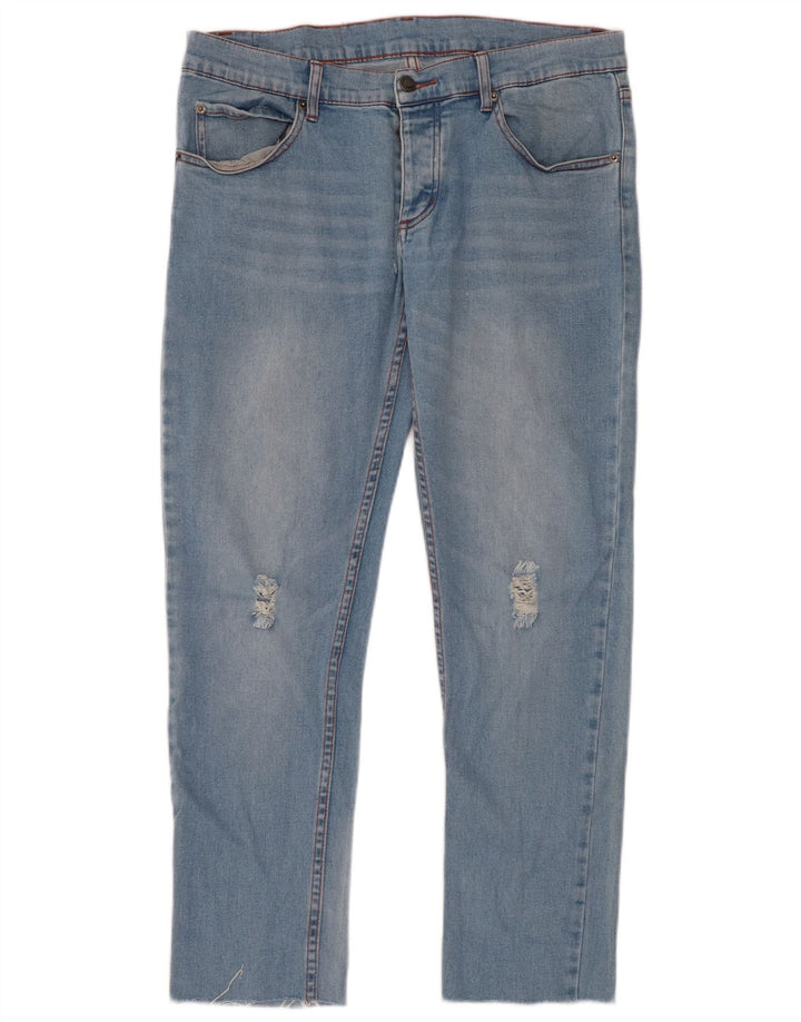 CHEAP MONDAY Herren Distressed Slim Jeans W32 L28 Blaue Baumwolle