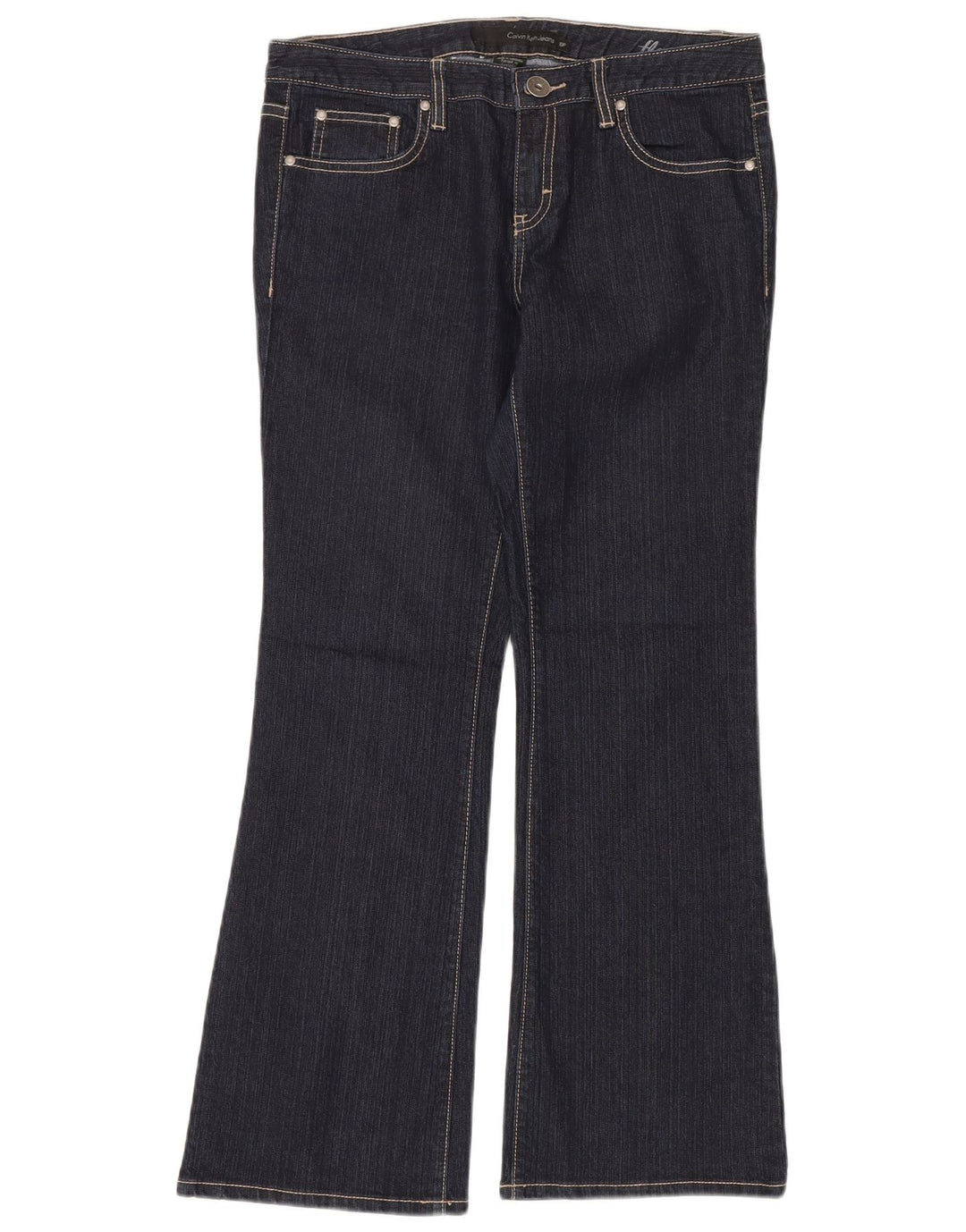 CALVIN KLEIN Damen Schlagjeans US 10 Medium W32 L30 Marineblaue Baumwolle