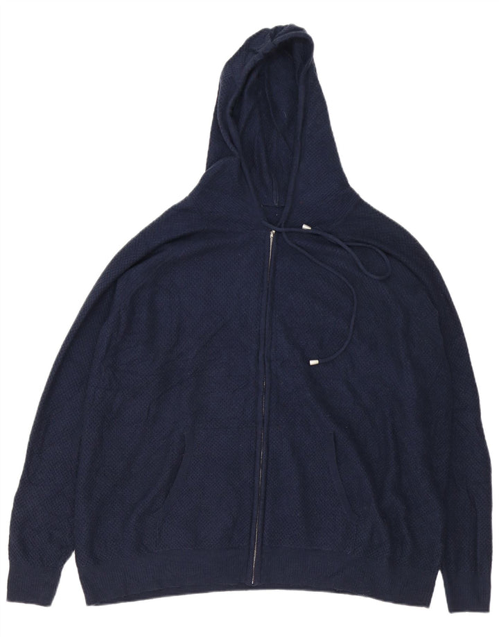 Marks & Spencer Herren-Pullover mit Reißverschluss am Hals, XL, marineblaue Viskose
