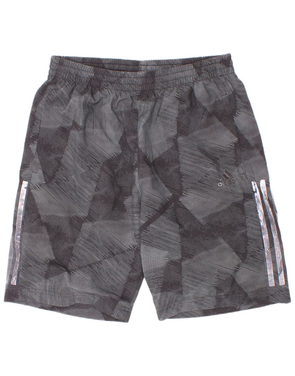 Adidas Climalite Sportshorts für Jungen, 13–14 Jahre, graues geometrisches Polyester