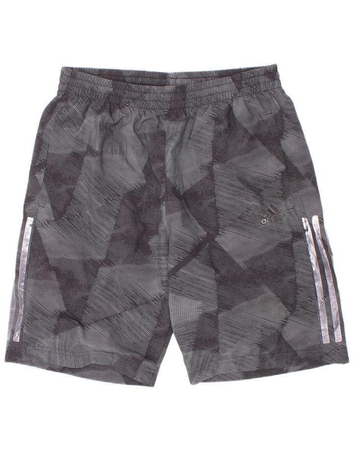 Adidas Climalite Sportshorts für Jungen, 13–14 Jahre, graues geometrisches Polyester