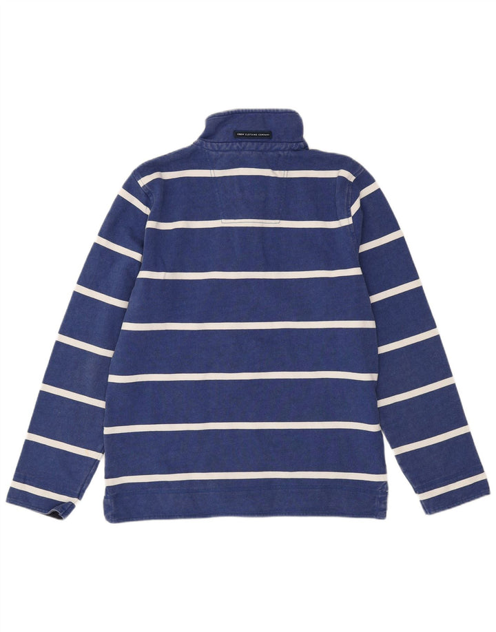 CREW CLOTHING Herren-Sweatshirt mit Knopfkragen, Mittelblau gestreift